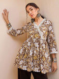 Shae by SASSAFRAS Floral Printed V-Neck Gotta Patti Pure Cotton Gotta Patti Angrakha Kurti
