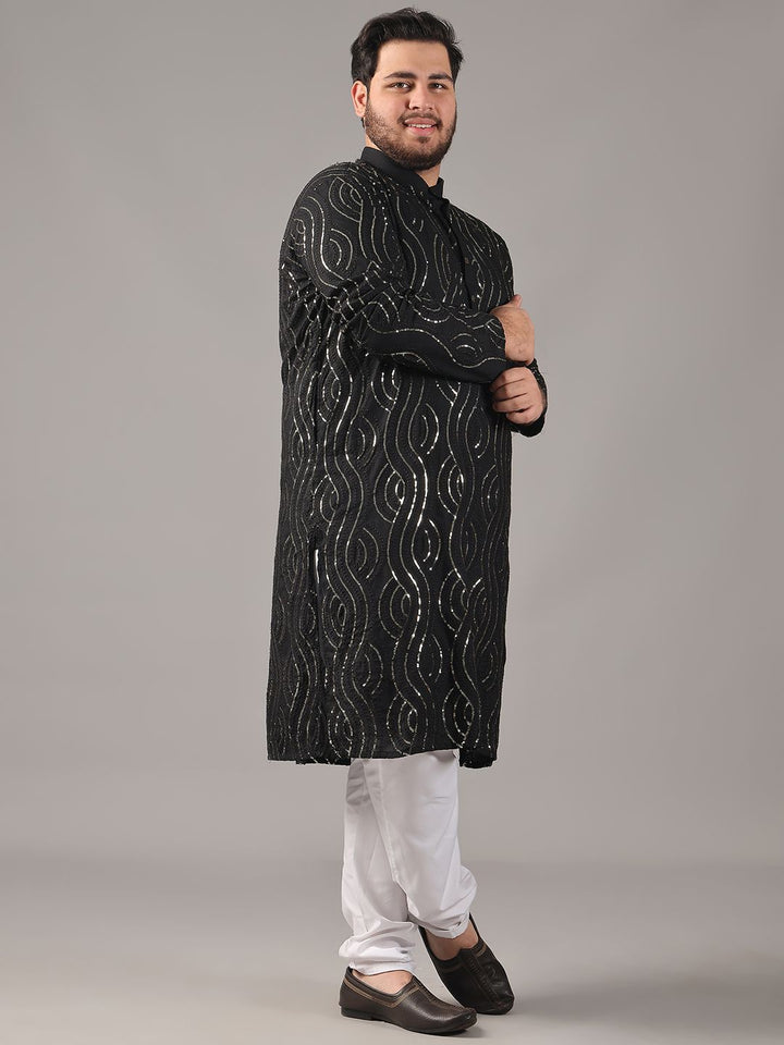 SOJANYA PLUS Plus Size Men Floral Embroidered Pure Cotton Straight Kurta & Pyjamas