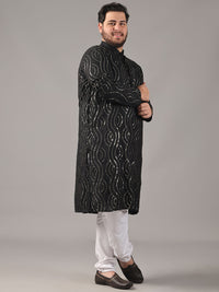 SOJANYA PLUS Plus Size Men Floral Embroidered Pure Cotton Straight Kurta & Pyjamas