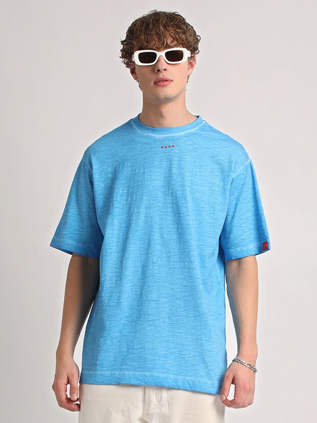 THE BEAR HOUSE Round Neck Drop-Shoulder Pure Cotton Baggy T-shirt