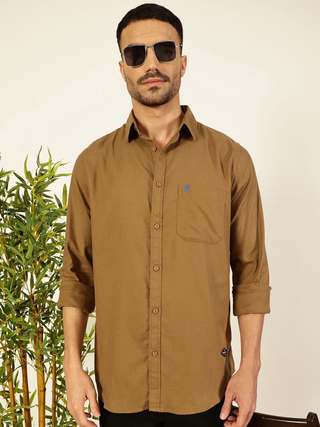 Thomas Scott Men Premium Spread Collar Solid Pure Cotton Slim Fit Casual Shirt