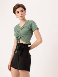 DressBerry Ruched Revival Knitted Fitted Crop Top
