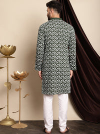 Motif Etnik Anouk Sulam Kolar Jalur Kapas Tulen Kurta Biasa dengan Churidar