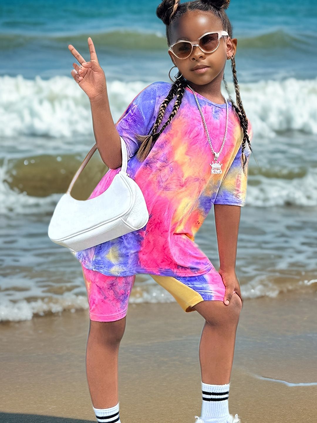 YK Girls Printed Top With Shorts