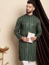 Anouk Embellished Band Collar Sequins Detail Cotton Straight Kurta