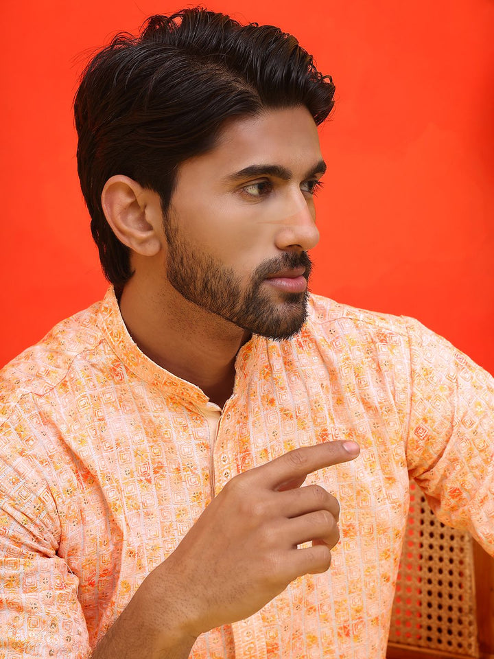 Jompers Men Embroidered Regular Sequinned Kurta with Pyjamas