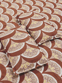 Aura Coklat & Kuning Bunga Bercetak Set Cadar King Double 300 TC-2.50 m X 2.25 m