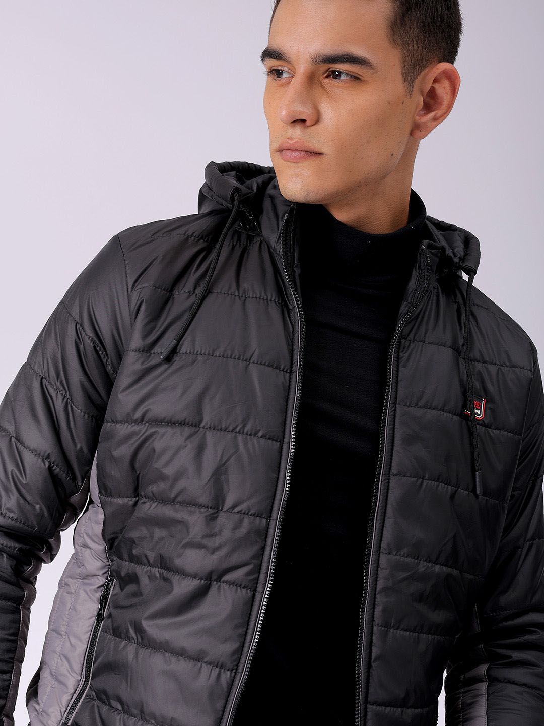 The Indian Garage Co Men Colourblock Slim Fit Hooded Puffer Jacket