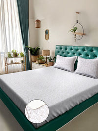 Myntra Elegant Homes White Floral 400 TC Bedsheet with 2 Pillow Covers