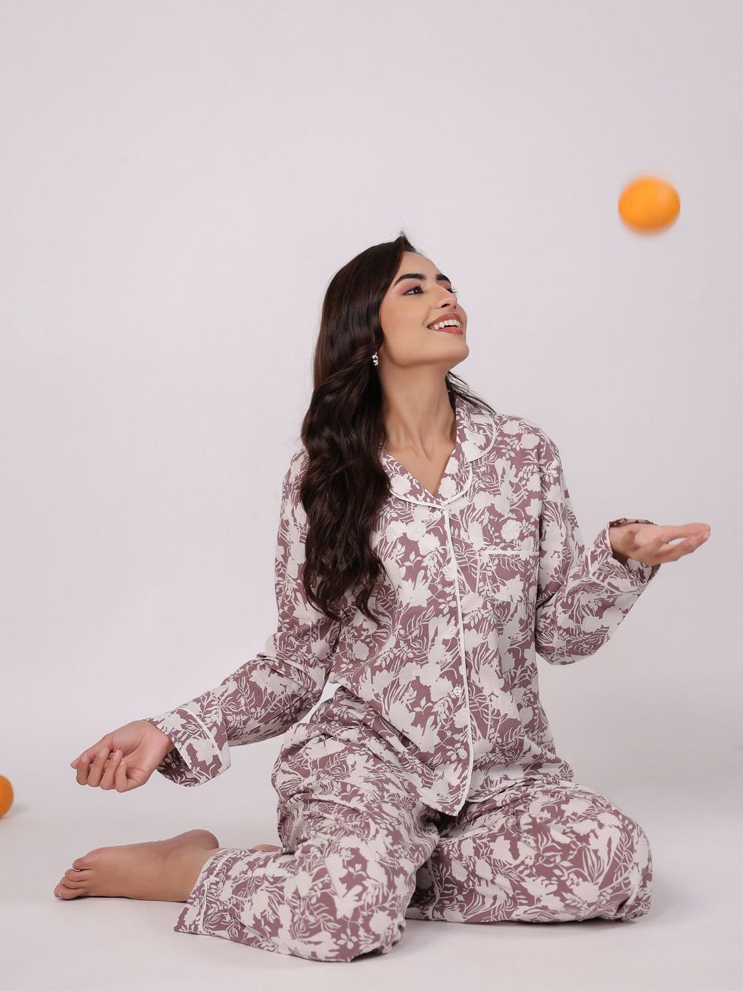 SANSKRUTIHOMES Women Printed Pure Cotton Night suit