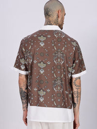 Eszett Bandana Ethnic Motifs Printed Cuban Collar Cotton Shirt