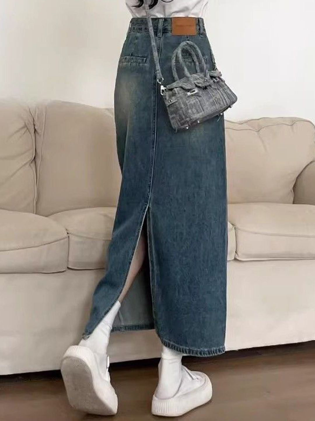 DressBerry Women Denim A-Line Maxi Skirt