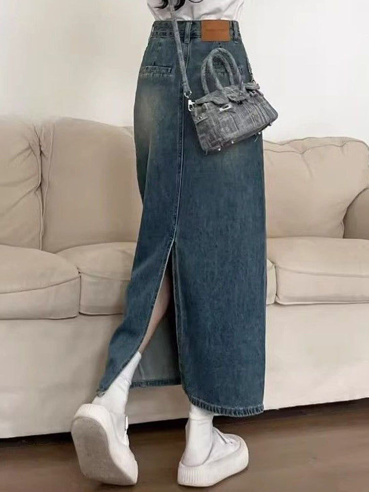 DressBerry Women Denim A-Line Maxi Skirt