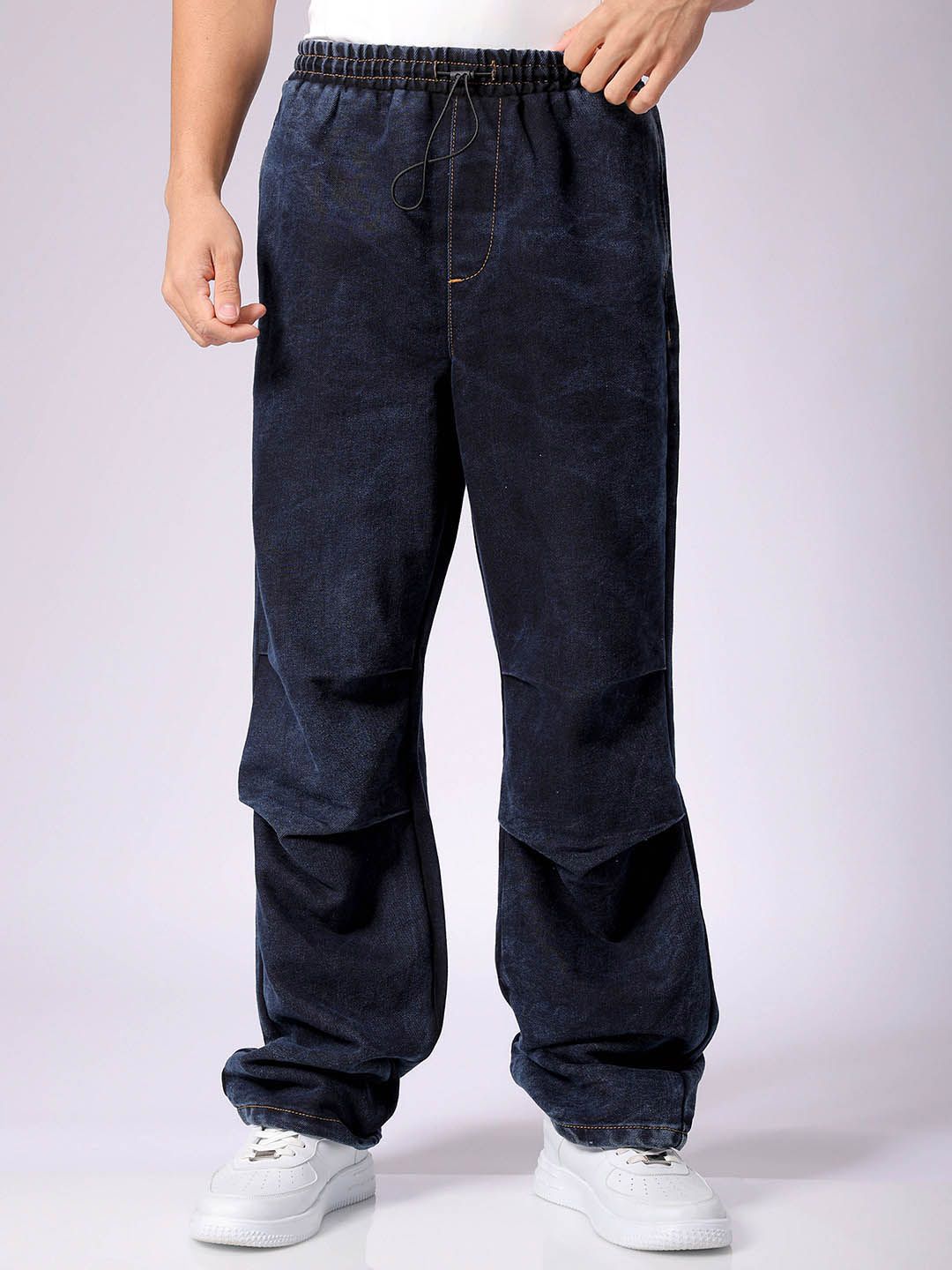 The Indian Garage Co Men Mid Rise Baggy Tapered Fit Utility Denim Jogger