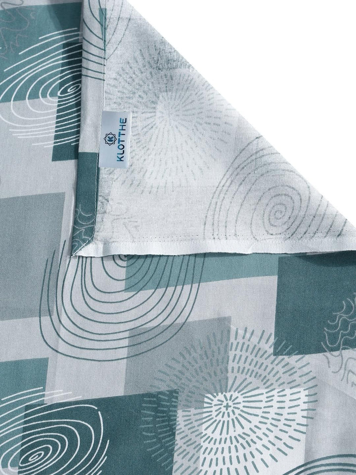 KLOTTHE Green Geometric Cotton Single Bedsheets