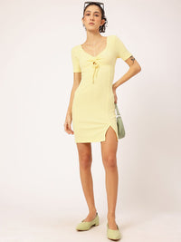 DressBerry Lace Up Detail Ribbed Bodycon Dress