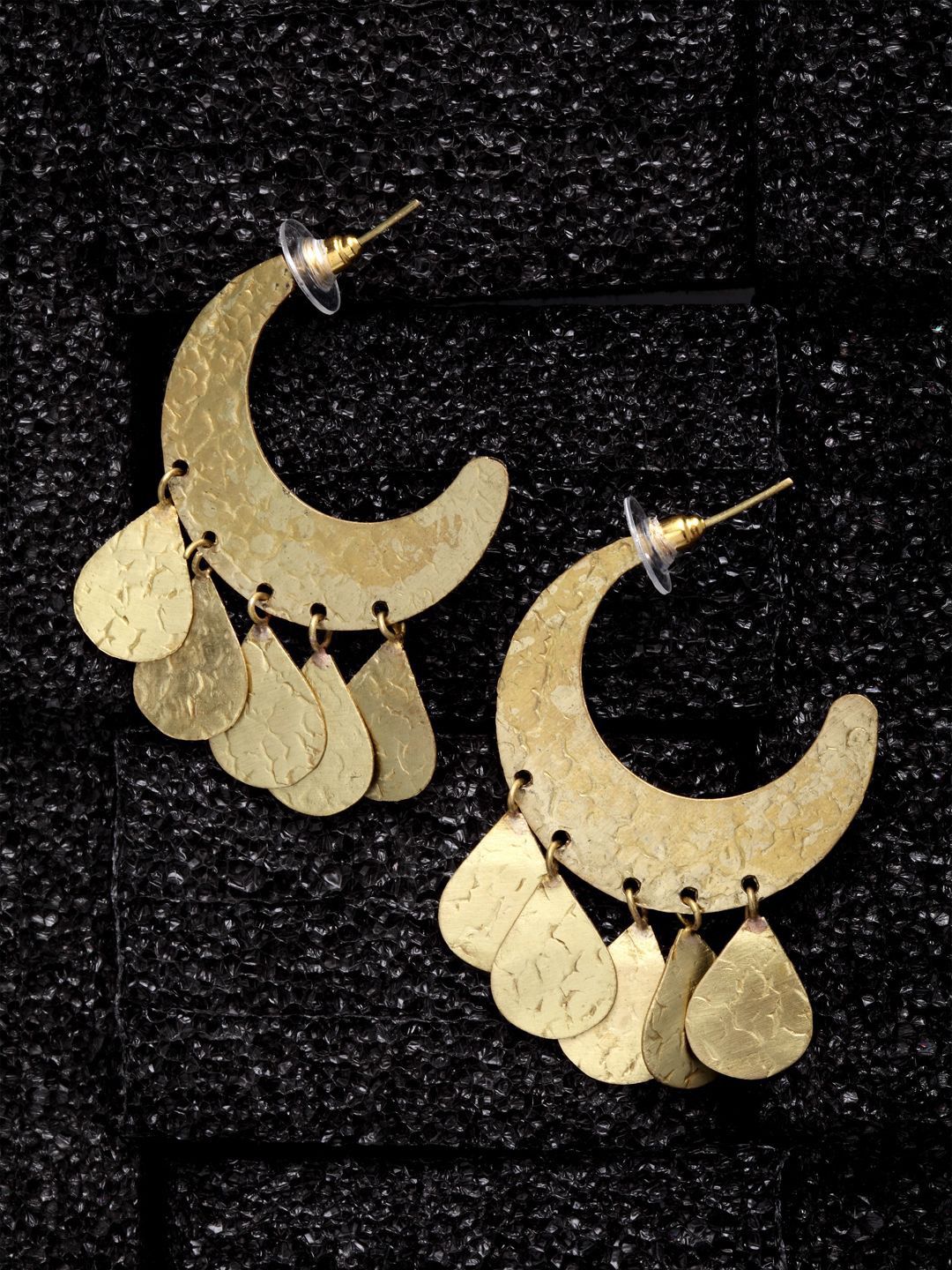 Anouk Gold-Plated Contemporary Half Hoop Earrings