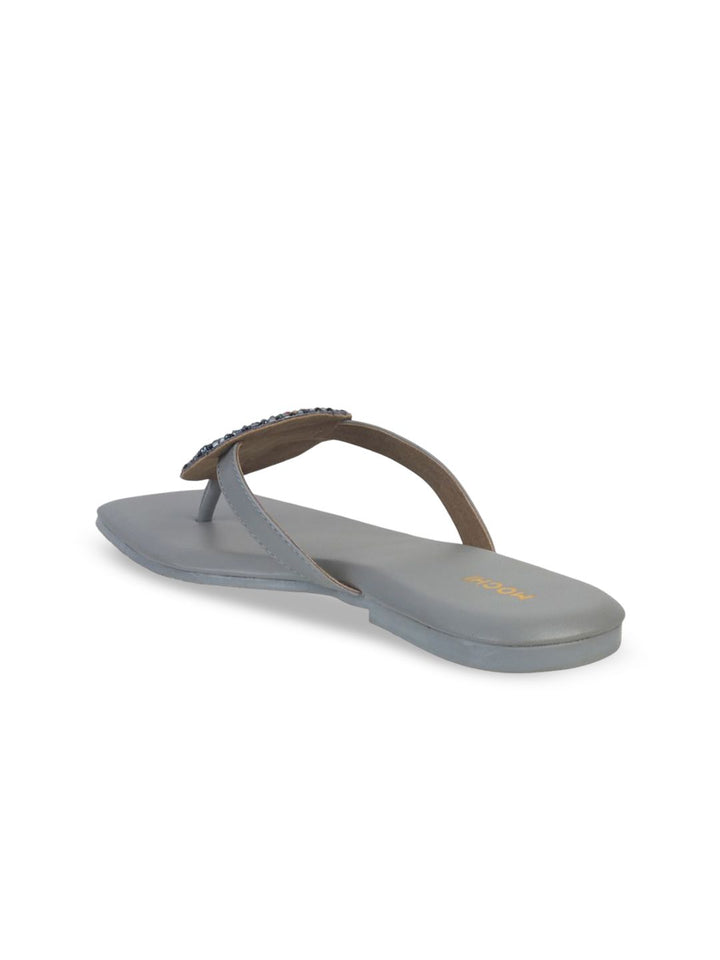 Mochi Women Embellished T-Strap Flats