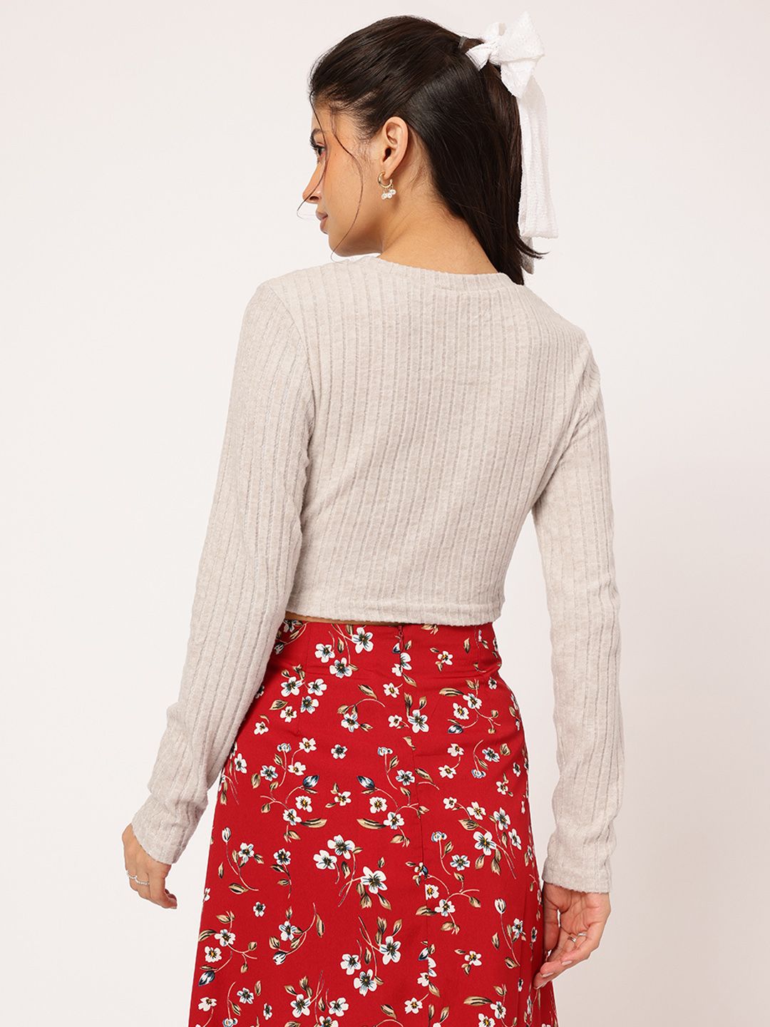 DressBerry Hot-Glow-Glam Twisted Ribbed Crop Top