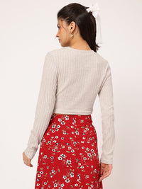 DressBerry Hot-Glow-Glam Twisted Ribbed Crop Top