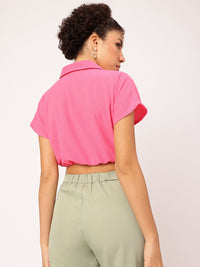 DressBerry K-Chic Waist Tie-Up Shirt Style Crop Top