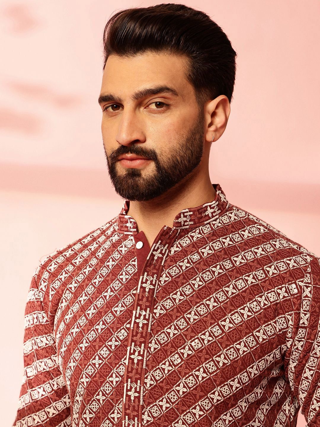 Anouk Men Embroidered Regular Sequinned Pure Cotton Kurta with Pyjamas