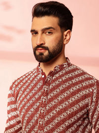Anouk Men Embroidered Regular Sequinned Pure Cotton Kurta with Pyjamas