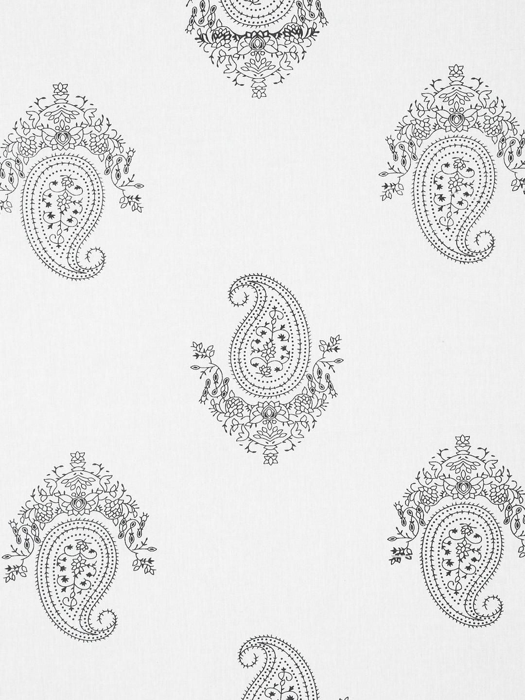 KLOTTHE White Ethnic Printed Flat 400TC Kapas Tulen Cadar Super King & 4 Sarung Bantal