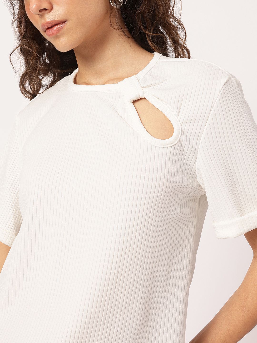 DressBerry Twisted Turn Cut Out Detail Ribbed Top