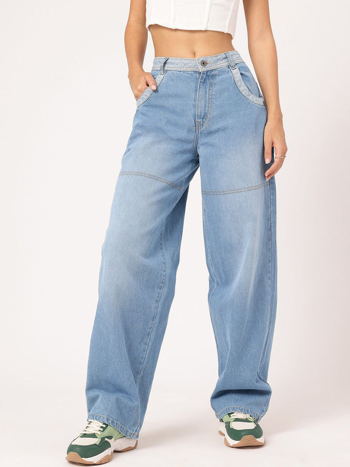 DressBerry Women Tailored Traces Baggy Jeans