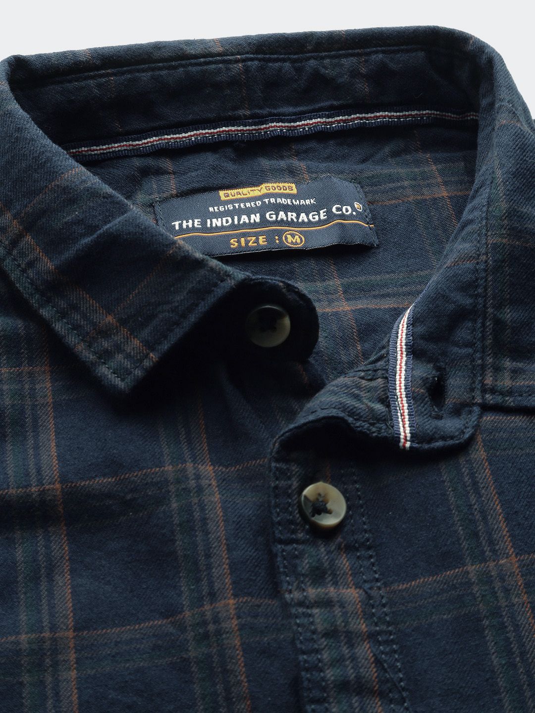 The Indian Garage Co Men Navy Blue & Brown Slim Fit Checked Casual Shirt