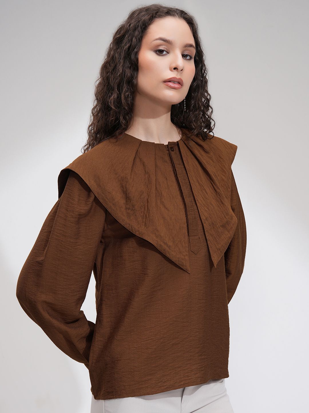 ESPYR By Tokyo Talkies Women Solid Exaggerated Collar Top