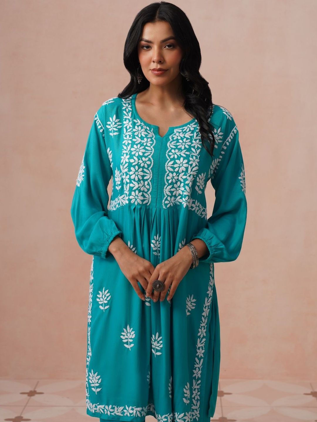 House of Chikankari Women Regular Chikankari Kurta with Trousers