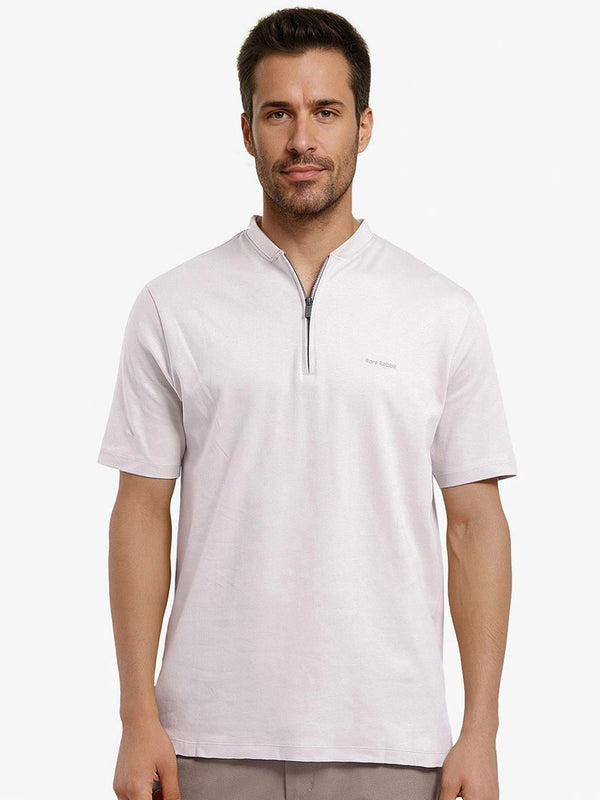 T-Shirt Kapas Mandarin Lelaki Langka Langka Pepejal Mandarin