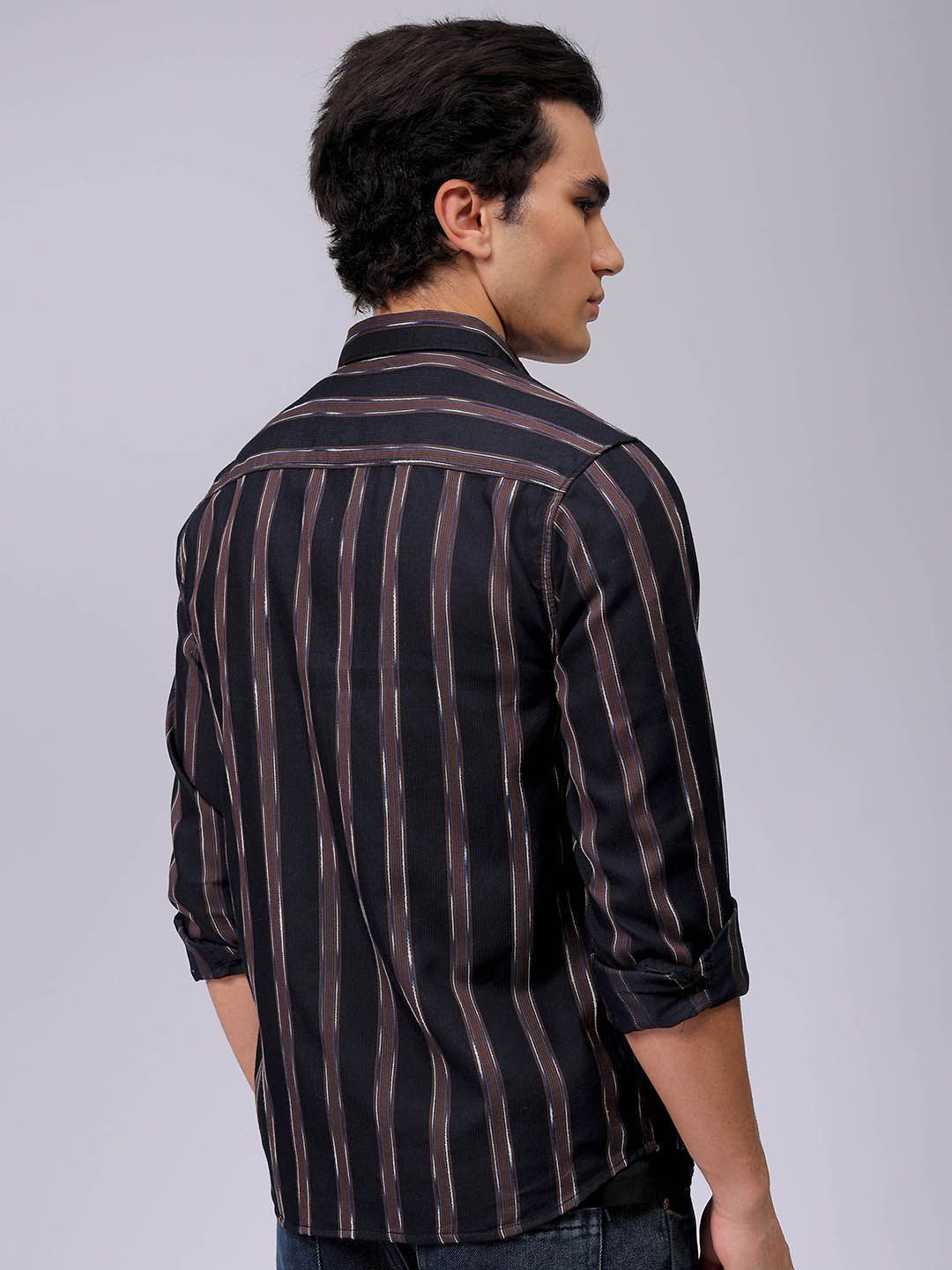 The Indian Garage Co Men Slim Fit Multi Stripes Opaque Striped Casual Shirt