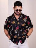 Eszett Conversational Printed Spread Collar Pure Cotton Casual Shirt