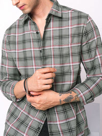 VASTRADO Classic Tartan Checked Slim Fit Pure Cotton Casual Shirt