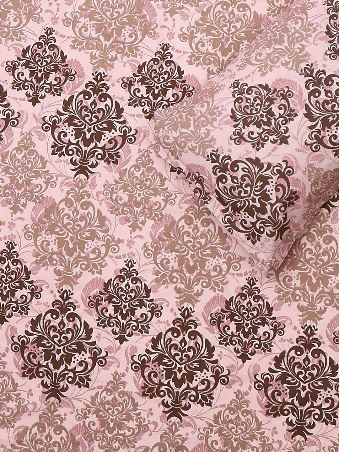Monte Carlo Peach & Brown Printed Cotton 104 TC Queen Bedsheet Set 2.24 m x 2.54 m