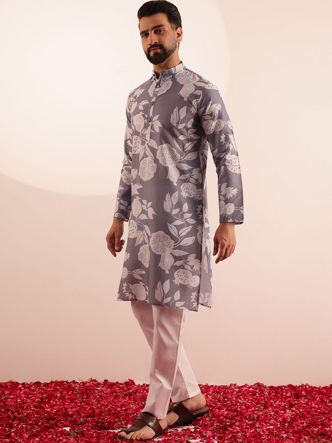 Anouk Men Floral Printed Regular Kurta with Pyjamas
