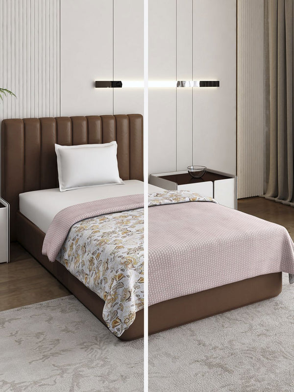 Monte Carlo Brown & White Printed Mild Winter 150 GSM Single Bed Dohar