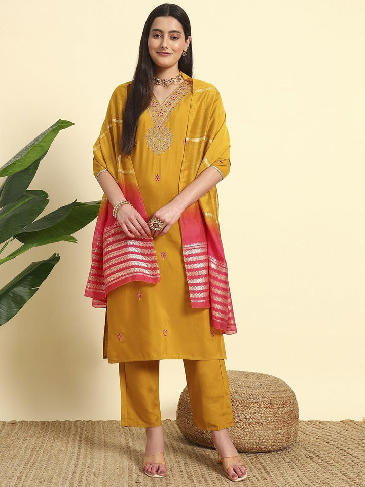 KALINI Women Embroidered A-Line Kurta Set