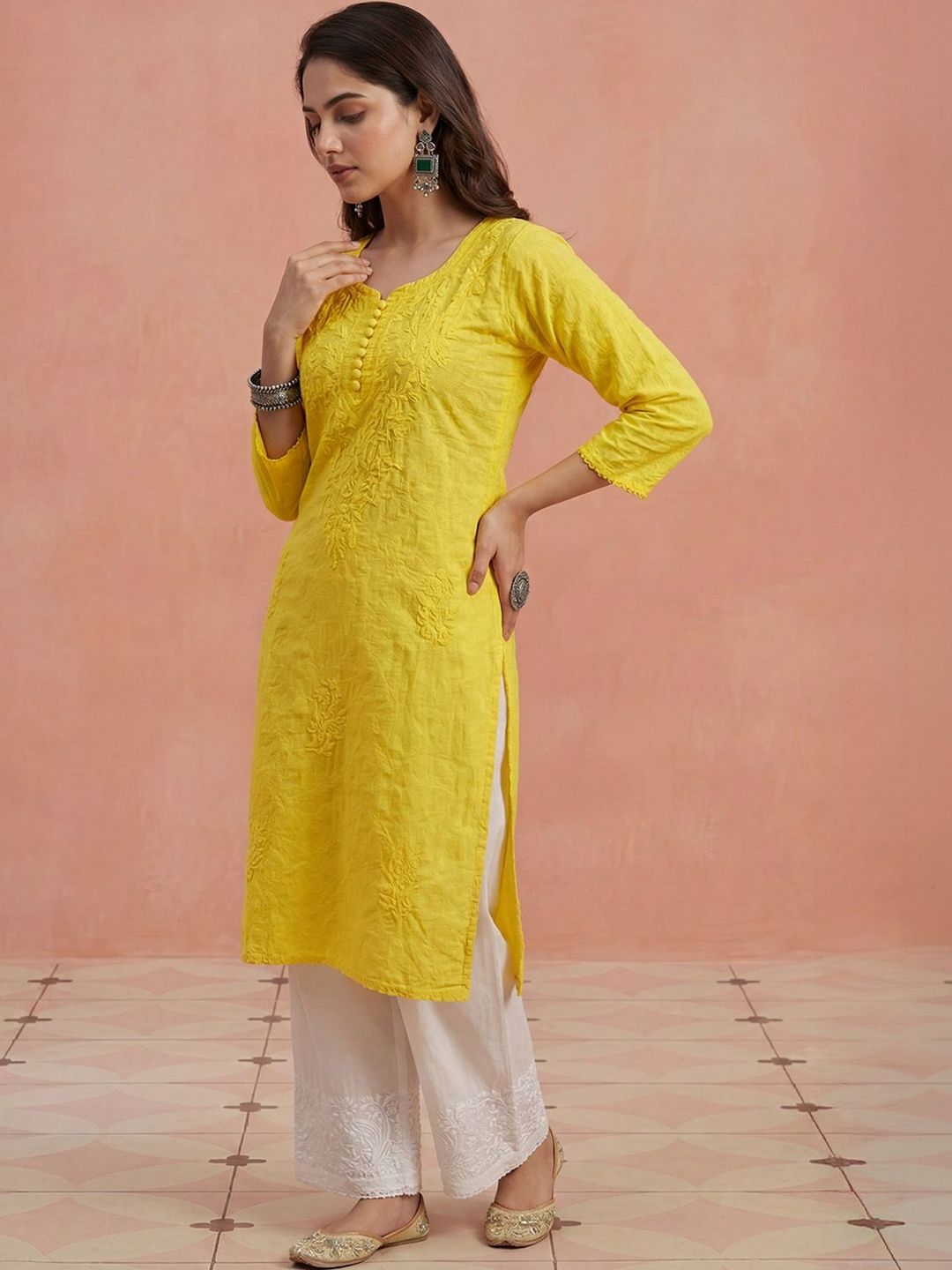 House of Chikankari Women Embroidered Chikankari Kurta