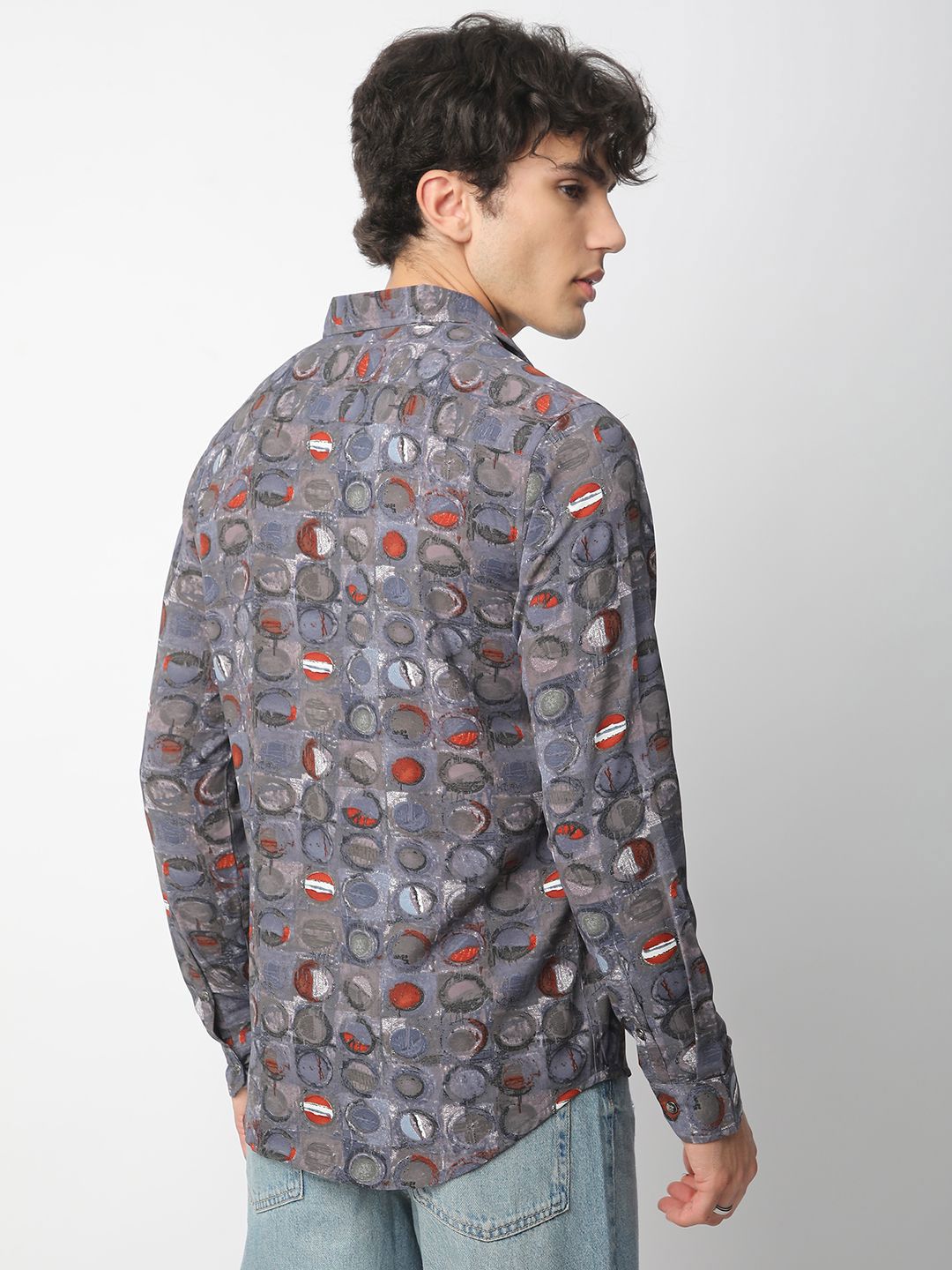 VASTRADO Men Classic Spread Collar Abstract Printed Slim Fit Casual Shirt
