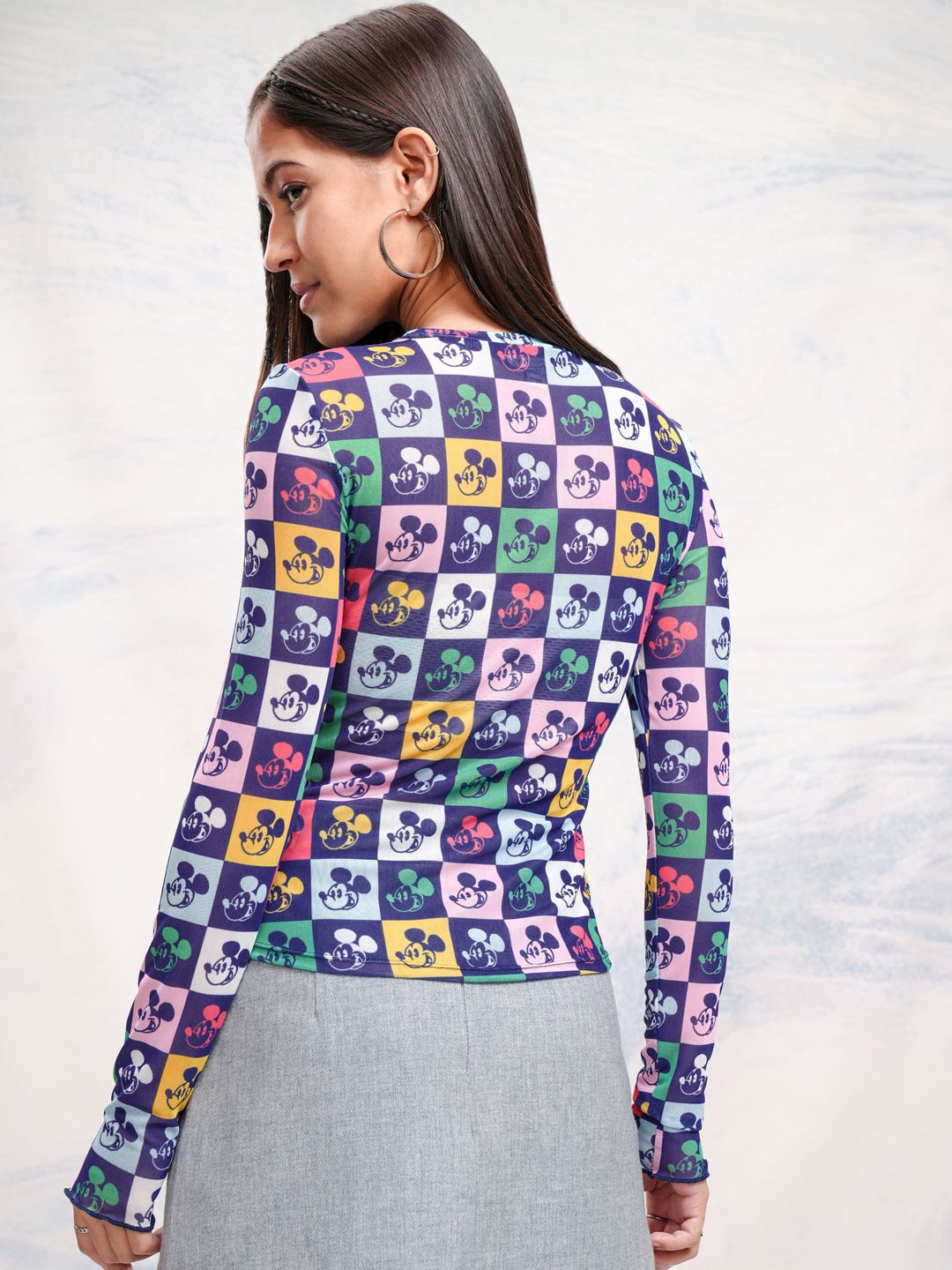 Tokyo Talkies Women Mickey Mouse Printed Fitted Top