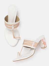 House of Pataudi Open Toe Woven Design Block Heels