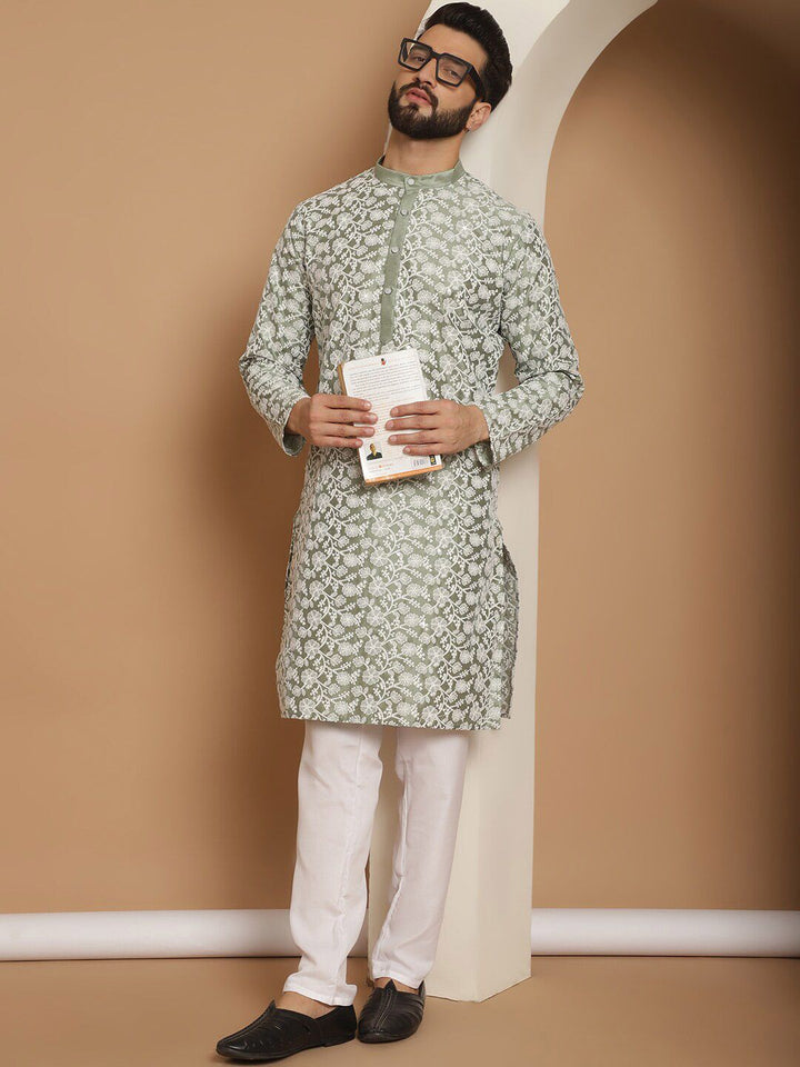 Anouk Floral Embroidered Regular Kurta with Churidar