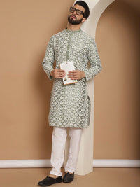 Anouk Floral Embroidered Regular Kurta with Churidar
