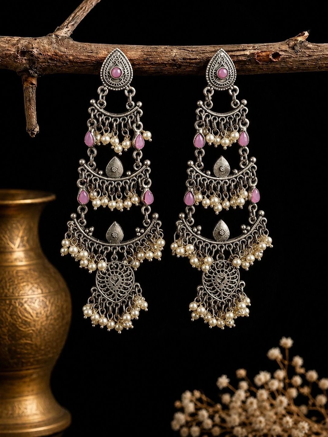 PANASH Teardrop Shaped Drop Earrings