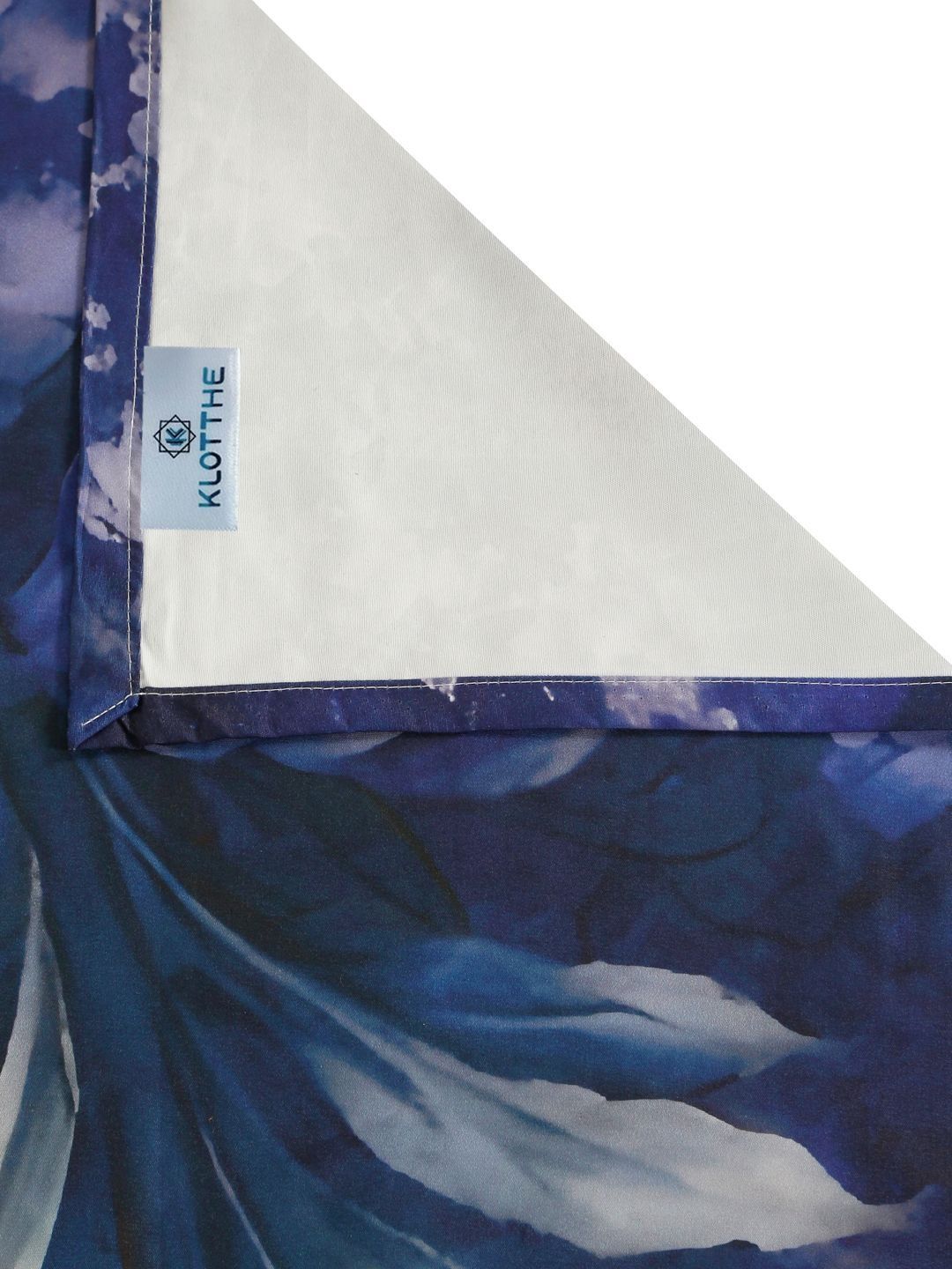 KLOTTHE Blue & Pink Floral Printed Flat 300 TC King Double Bedsheet With 2 Pillow Cover