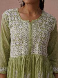 House of Chikankari Ethnic Motifs Print A-Line Maxi Dress
